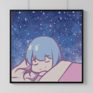 PichuMoonArt, Bubu unter sternenhimmel 50x50 eckige Steine