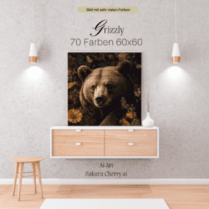 Grizzly by Sakura Cherry ai 60x60 70 Farben | Ai Art