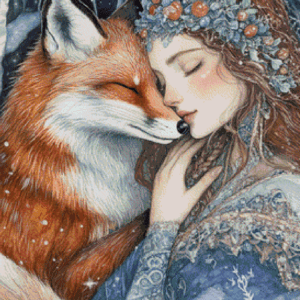 Kreuzstich PDF Winter Embrace with Fox